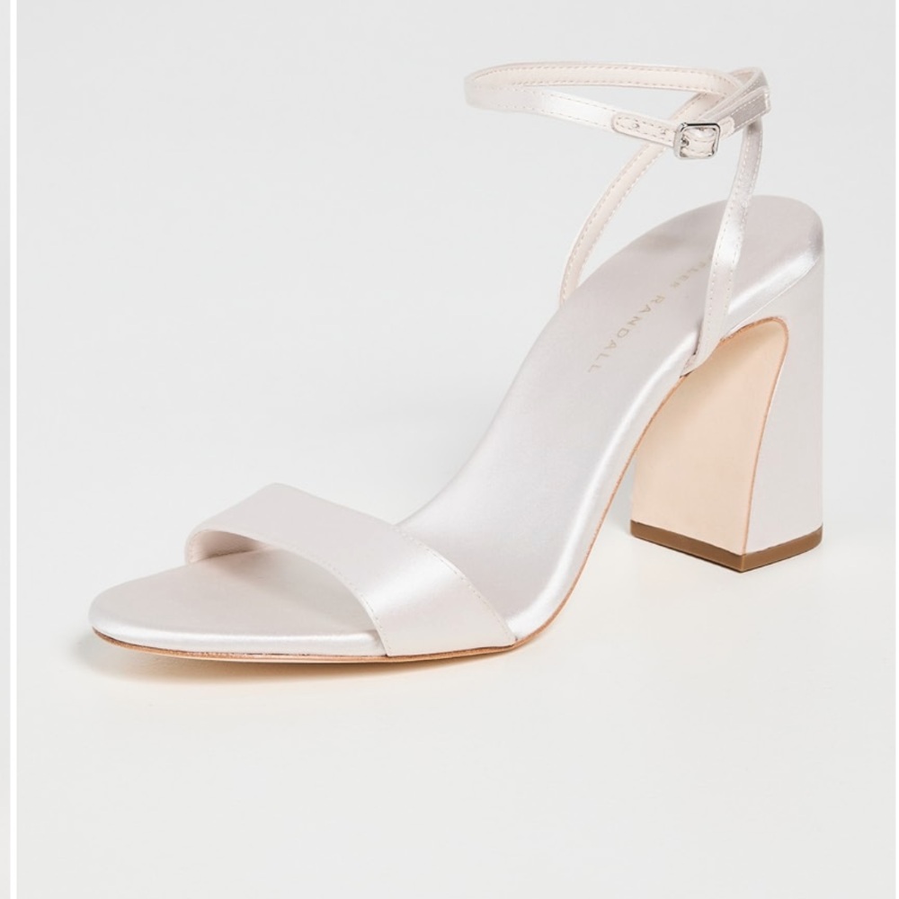 Loeffler Randall Malia Curved Heel Simple Sandals Cream Satin